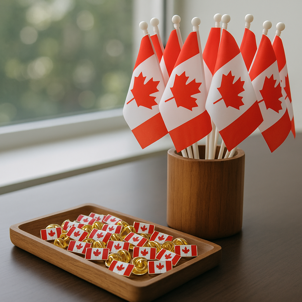Canadian flags and lapel pins