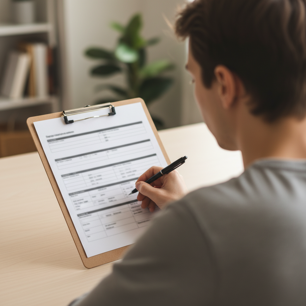 Hands completing a consent form